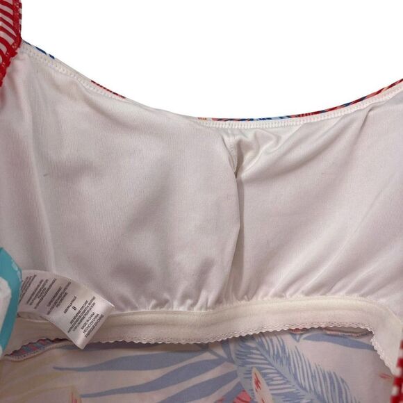 Tankini Swim Top Tiered Ruffle Beach House Womens Size 8 Tropical Multicolor Top - Picture 5 of 6
